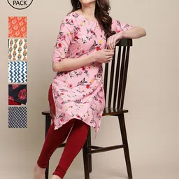 7Threads Women Multicoloured Pack of 6 Digital Printed Straight Kurta-picture-6