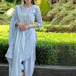 Anni Designer Printed Regular Thread Work Kurta With Trousers & Dupatta-image-66