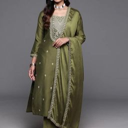 BAESD Ethnic Motifs Embroidered Kurta with Trousers & Dupatta image 1