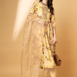 all about you Printed Sequinned A-Line Kurta With Trousers & Dupatta image 2