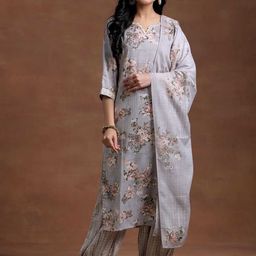Libas Floral Printed Regular Gotta Patti Kurta with Salwar & With Dupatta image 4