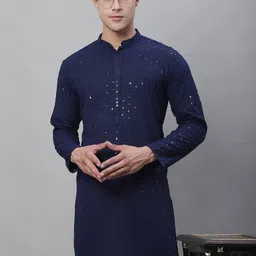 SOJANYA Geometric Sequines Embroidered Regular Pure Cotton Kurta With Pyjamas image 1