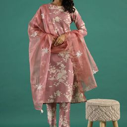 Sangria Printed Straight Kurta With Trouser & Dupatta Set image 1
