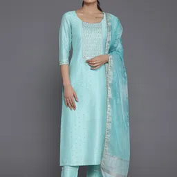 Libas Ethnic Motifs Embroidered Regular Thread Work Kurta with Trouser & Dupatta image 1
