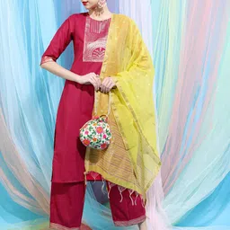 Vishudh Women Printed Kurta With Palazzos & Dupatta image 1