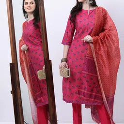 KETCH Ethnic Motifs Printed Regular Kurta with Trousers & With Dupatta image 1