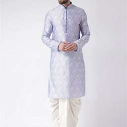 Chitwan Mohan Men Lavender Dupion Silk Kurta with Dhoti Pants image 1