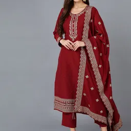 KALINI Yoke Design Regular Sequinned Kurta with Trousers & With Dupatta image 5