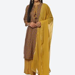 Rangriti Women Printed Kurta with Palazzos & With Dupatta image 1