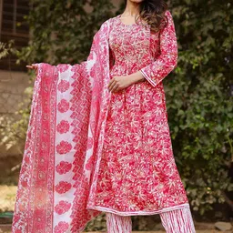 mokshi Ethnic Motifs Printed Regular Thread Work Kurta With Palazzos & Dupatta image 2