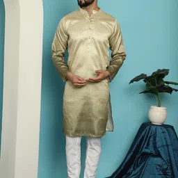 SOJANYA Striped Regular Sequinned Kurta With Pyjamas-picture-0