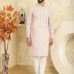 SOJANYA Ethnic Motifs Embroidered Regular Pure Cotton Kurta With Churidar-57