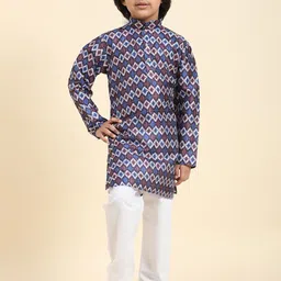 Pro-Ethic STYLE DEVELOPER Boys Ethnic Motifs Printed Band Collar Long Sleeve Kurta Set-41
