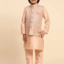 Pro-Ethic STYLE DEVELOPER Boys Mandarin Collar Regular Kurta with Pyjamas & Nehru jacket-1
