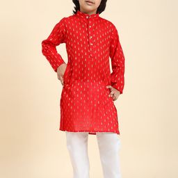 Pro-Ethic STYLE DEVELOPER Boys Ethnic Motifs Woven Design Straight Kurta With Pyjamas-picture-38