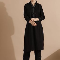 STYLEBAAZI Women Regular Thread Work Pure Cotton Kurta with Trousers-image-48