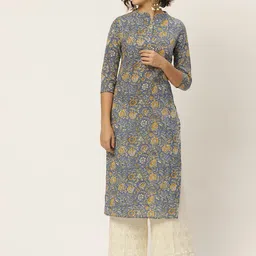 Anouk Women Blue & Yellow Ethnic Motifs Pure Cotton Printed Kurta-image-33