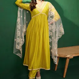 Sangria Embroidered Anarkali Kurta & Trousers With Dupatta-picture-55