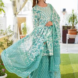 KALINI Floral Printed Gotta Patti Pure Cotton Kurta & Sharara With Dupatta-picture-56