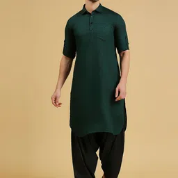RAJUBHAI HARGOVINDAS Geometric Woven Design Roll-Up Sleeves Pure Cotton Kurta With Salwar-picture-19