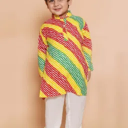 Aj DEZInES Boys Leheriya Printed Regular Pure Cotton Kurta with Pyjama-29