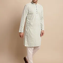Anouk Men Embroidered Chikankari Pure Cotton Kurta with Pyjamas-picture-37