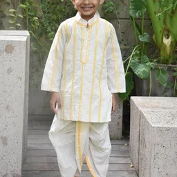 Fayon Kids Boys Embroidered Regular Mirror Work Pure Cotton Kurta with Dhoti Pants-51