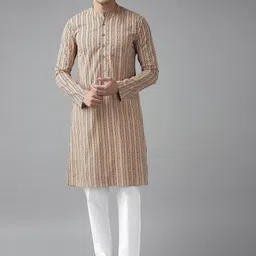 See Designs Men Multicoloured Printed Angrakha Pure Cotton Kurta with Pyjamas-9