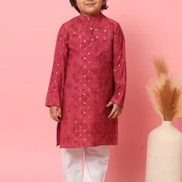 Readiprint Fashions Boys Floral Printed Pure Cotton Kurta With Pyjamas-22