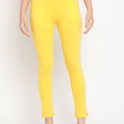 TAG 7 Women Yellow Solid Leggings-image-66
