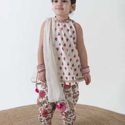 Tiber Taber Girls Ethnic Motifs Printed Regular Kurti with Dhoti Pants & Dupatta-image-97