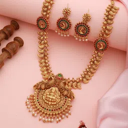 Saraf RS Jewellery 22K Gold Plated Stone Studded Jewellery Set-58