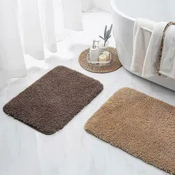 Nautica Set Of 2  Brown Solid 2800 GSM Bath Rugs-11