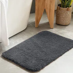 Nautica Grey Self-Design GSM 2800 Ultra Soft Fluffy Anti Slip Bath Rug-8