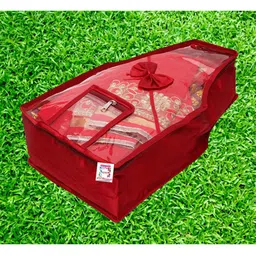atorakushon Pack Of 4 Maroon Satin Reusable Multipurpose Blouse Organiser-18