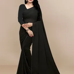 Sidhidata Solid Pure Georgette Saree-image-37