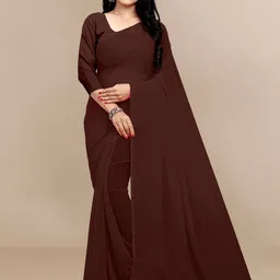 Sidhidata Coffee Brown Pure Georgette Saree-picture-30