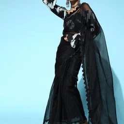 Inddus Beads And Stones Organza Saree-image-54