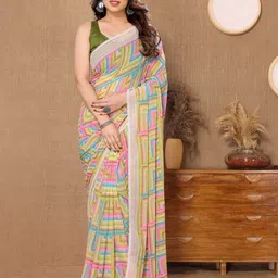 Mitera Geometric Printed Ready To Wear Saree-image-36