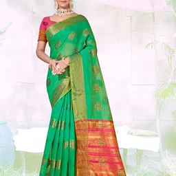 Anouk Ethnic Motifs Woven Design Zari Pure Cotton Chanderi Saree-picture-20