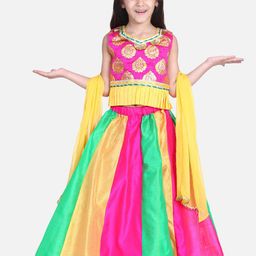 BownBee Girls Tie and Dye Ready to Wear Lehenga & Blouse With Dupatta-image-5
