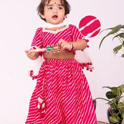 VASTRAMAY Girls Printed Mirror Work Ready to Wear Lehenga & Blouse With Dupatta-18