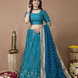 elora Ethnic Motifs Printed Semi-Stitched Lehenga & Unstitched Blouse With Dupatta-image-0