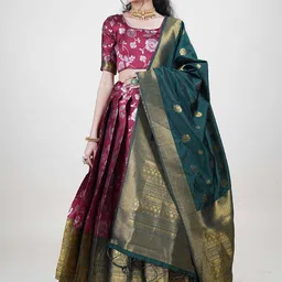 Fabcartz Woven Design Semi-Stitched Lehenga & Unstitched Blouse With Dupatta-picture-22