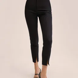 MANGO Women Black Solid Trousers-image-95