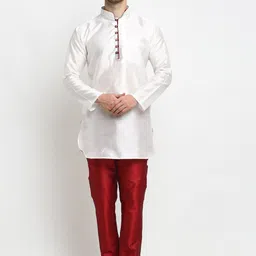 Benstoke Men White Solid Kurta with Trousers-picture-13