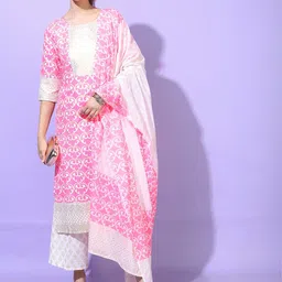 Vishudh Women Floral Viscose Rayon Kurta Set-16