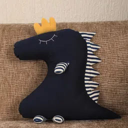 My Gift Booth Navy Blue & White Embroidered Dino-Shaped Floor Cushion With Filler-picture-34