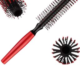 FEELHIGH Plastic Hair Styling Round Brush with Nylon Bristles - Red-50