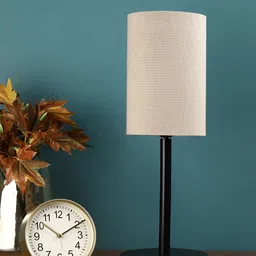 BTR CRAFTS Beige & Black Cylindrical Shaped Metal Table Lamp with Adjustable Cord-14